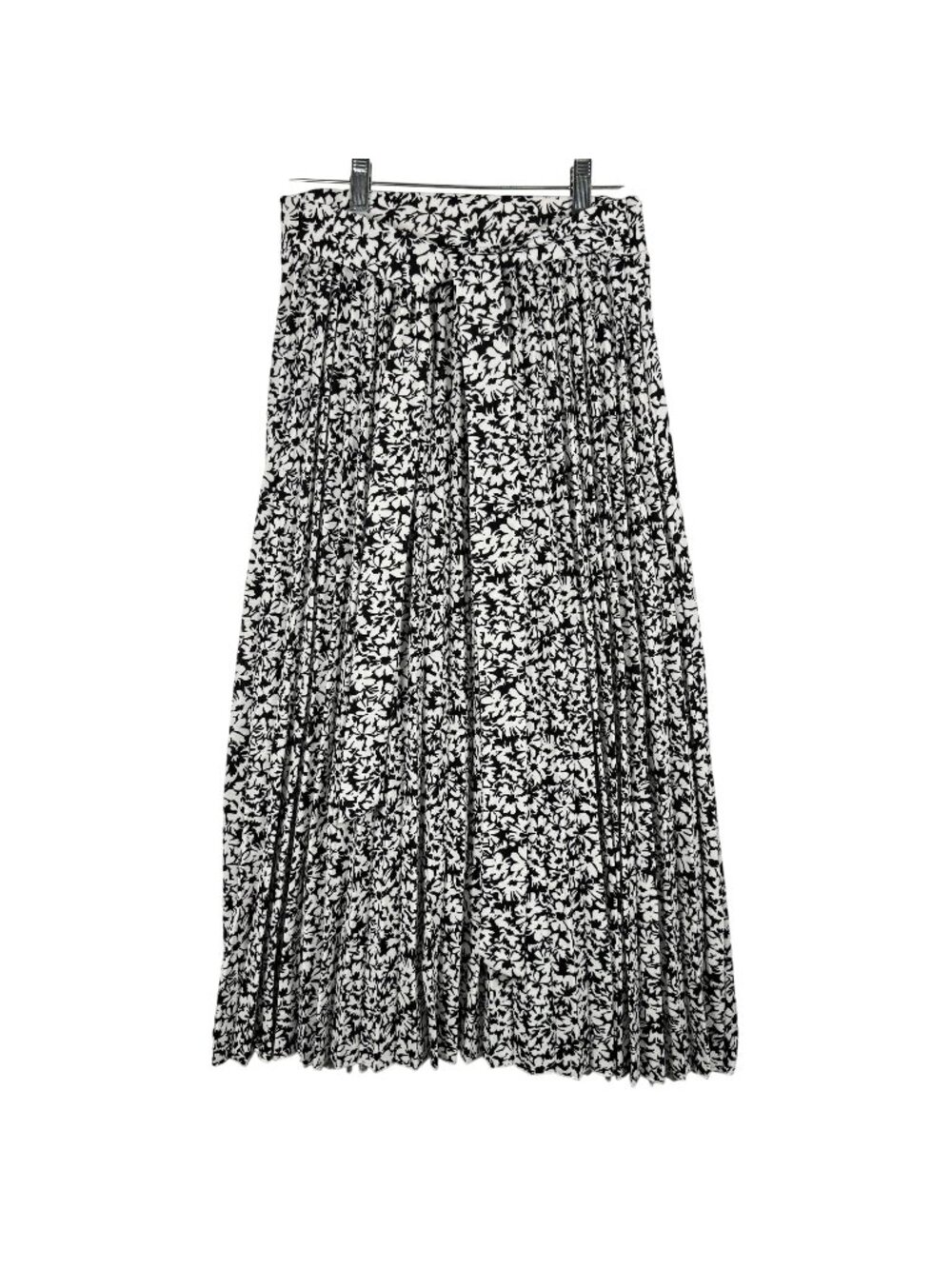 Lark + Grey Floral Black & White Pleated Tie Belt Skirt Size M Polyester Blend - Picture 1 of 9
